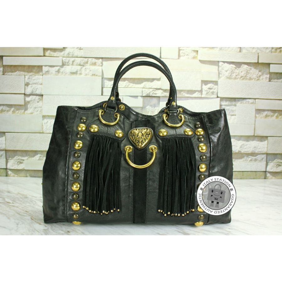 Gucci 207301 Black Leather Tote Bag Ghw-0