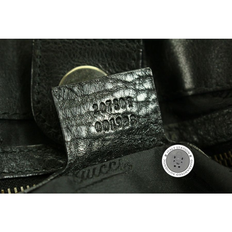 Gucci 207301 Black Leather Tote Bag Ghw-7