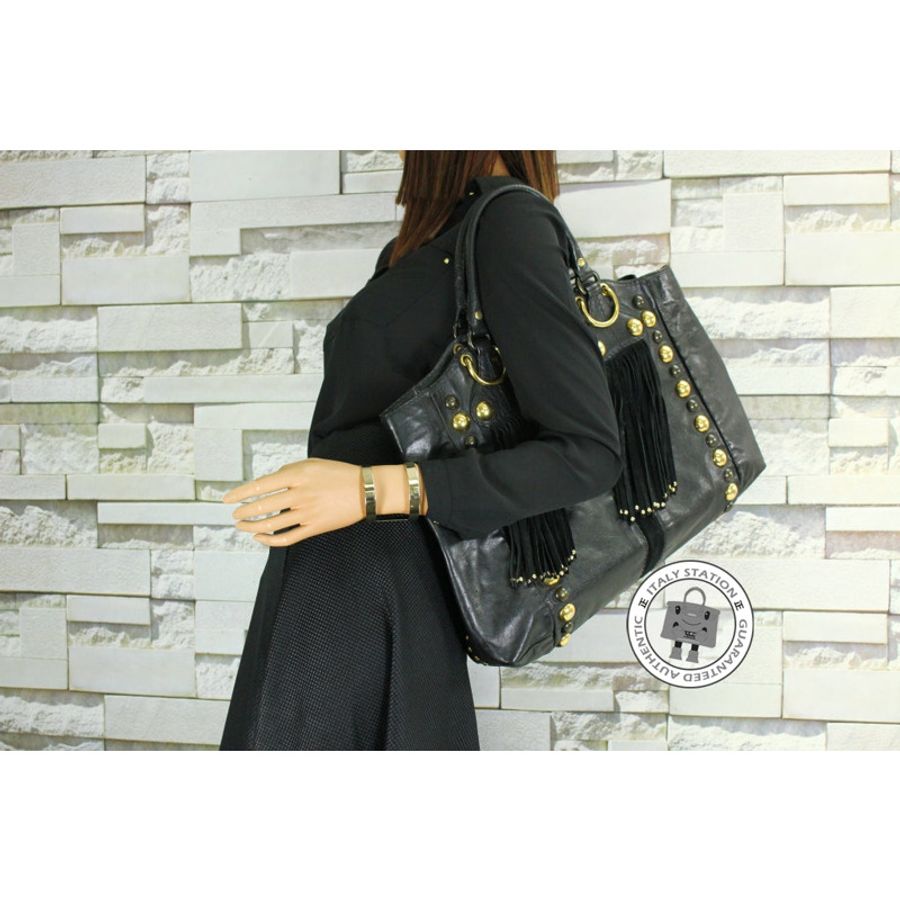 Gucci 207301 Black Leather Tote Bag Ghw-8