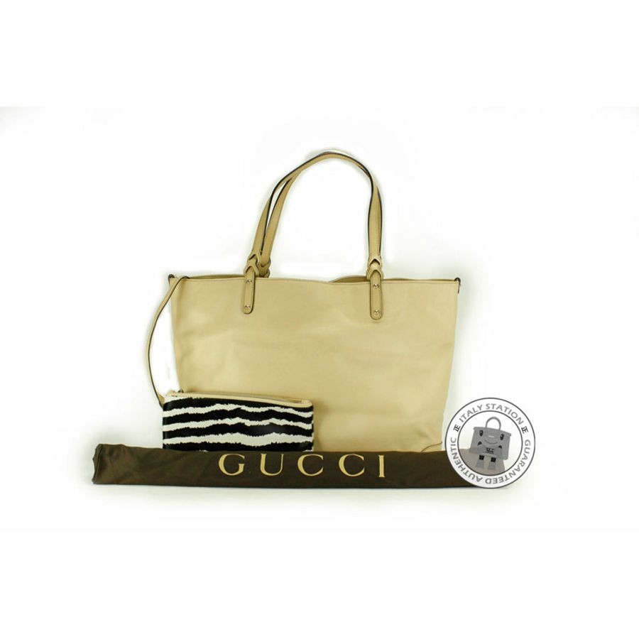 Gucci 247207 ALV9G Gucci Craft Detachable Pocket Beige / 9969 Leather Large Shoulder Bags Ghw-2