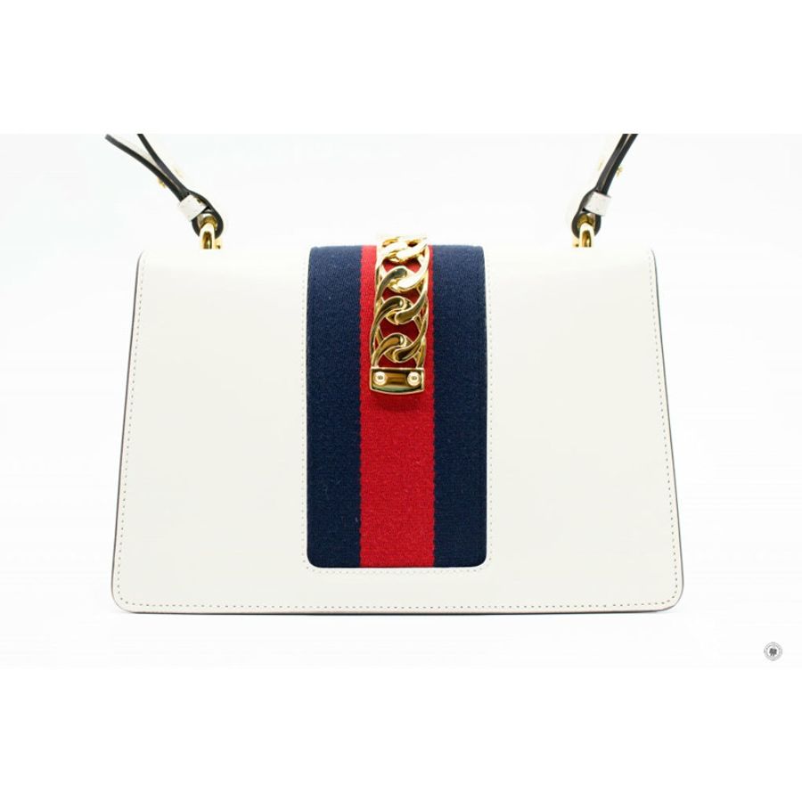 Gucci 421882CVLEG Sylvie White / 8605 Leather Small Shoulder Bags Ghw-1