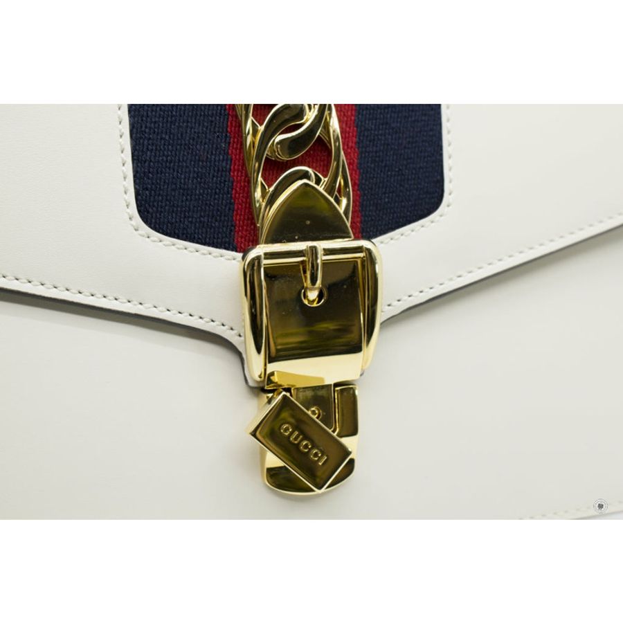 Gucci 421882CVLEG Sylvie White / 8605 Leather Small Shoulder Bags Ghw-5