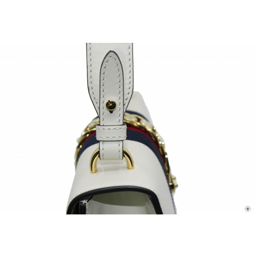 Gucci 421882CVLEG Sylvie White / 8605 Leather Small Shoulder Bags Ghw-8