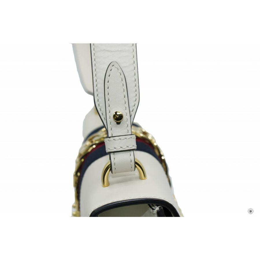 Gucci 421882CVLEG Sylvie White / 8605 Leather Small Shoulder Bags Ghw-9