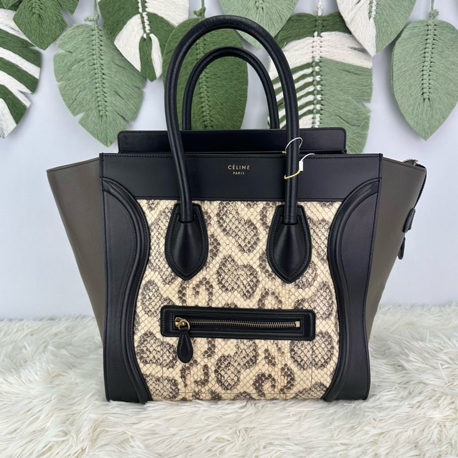 Celine 蛇皮 笑臉包 底31cm 手提包 ToteBag 托特包 大包-0