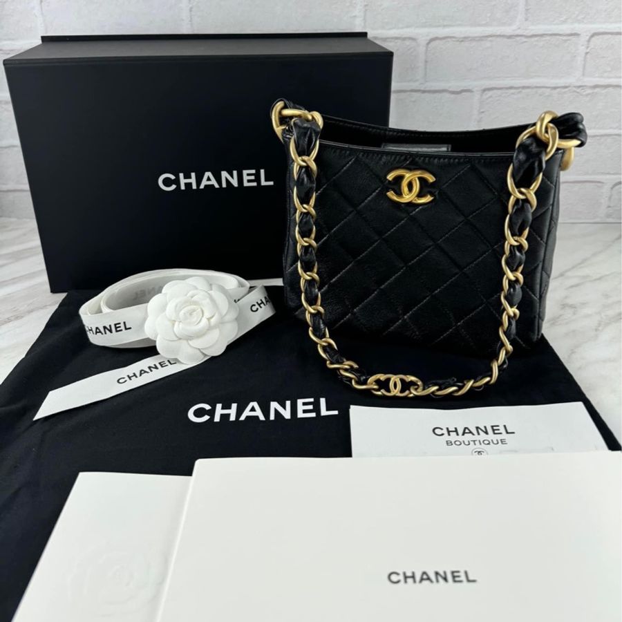 Chanel 24s 黑金 hobo bag 單肩包/腋下包-0