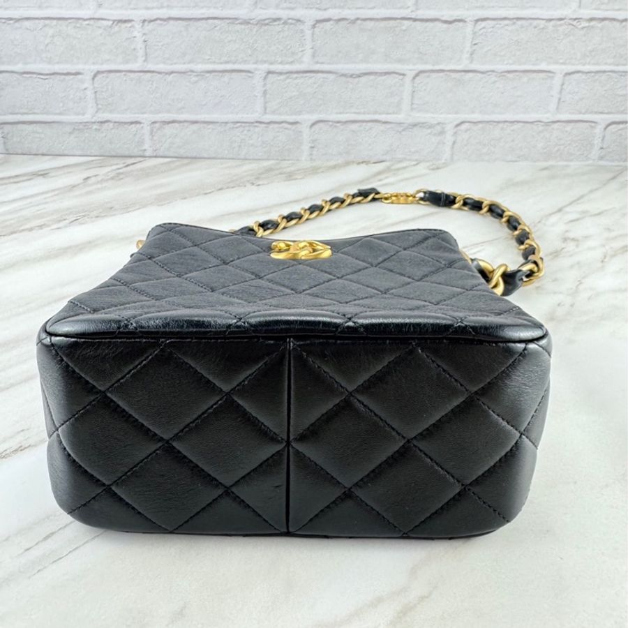 Chanel 24s 黑金 hobo bag 單肩包/腋下包-7