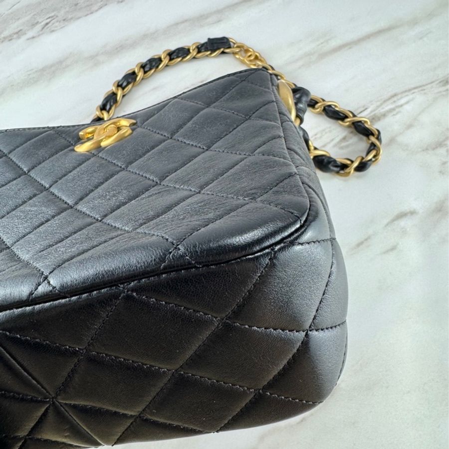 Chanel 24s 黑金 hobo bag 單肩包/腋下包-8