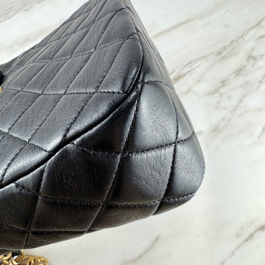 Chanel 24s 黑金 hobo bag 單肩包/腋下包-9