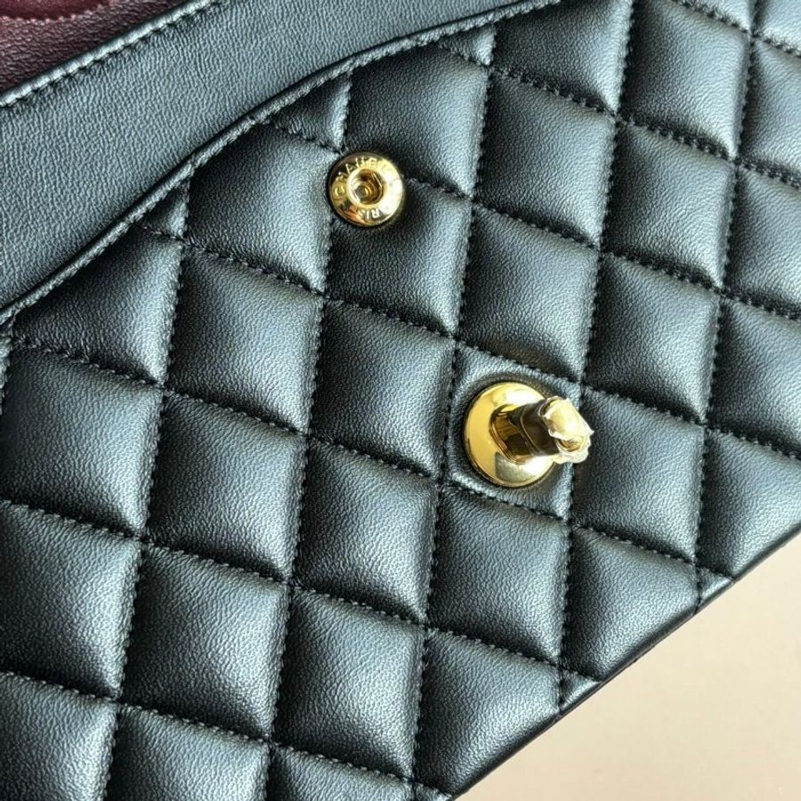 ::CHANEL:: 黑菱格羊皮金雙C COCO25-9