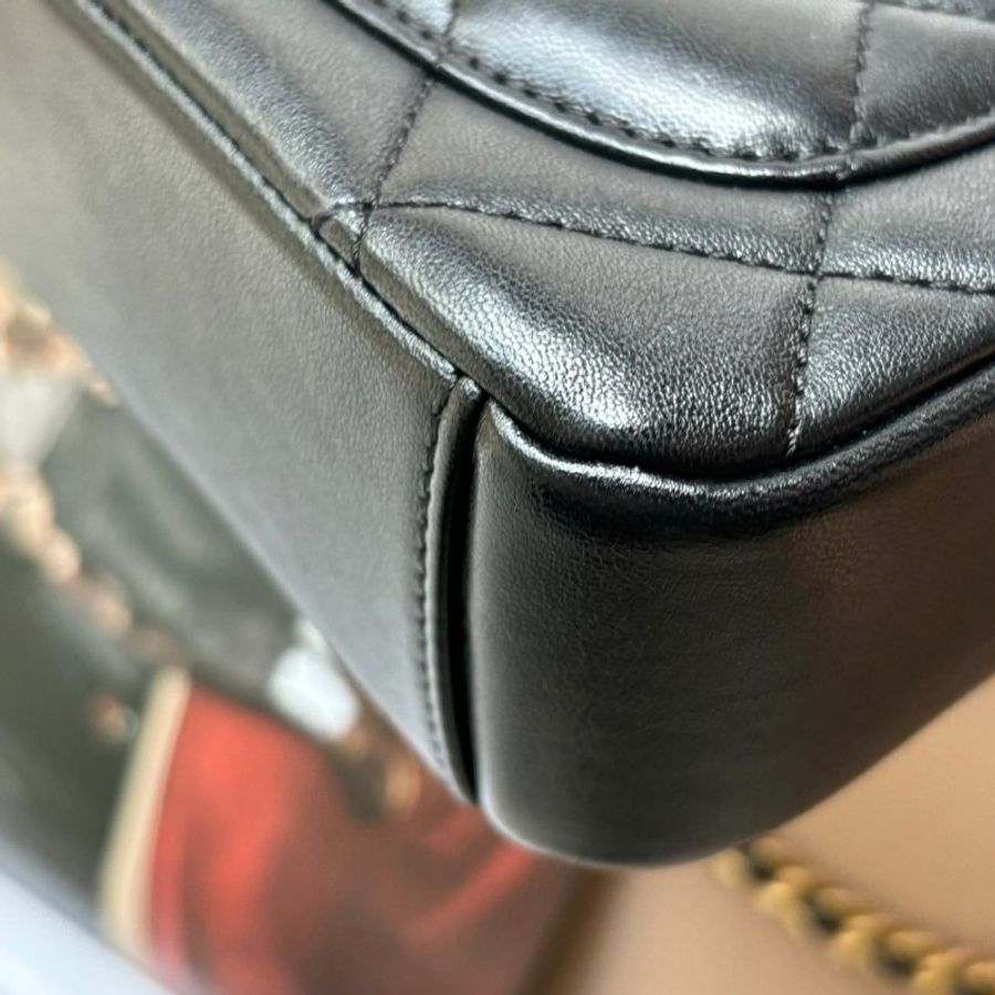::CHANEL:: AS2733 側邊立體字母 黑菱格 方形口蓋鏈包-10