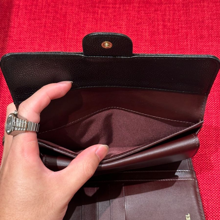 #全網最低 🈶購證 Chanel黑金荔枝牛皮長夾🖤近新閒置未使用🔥-12