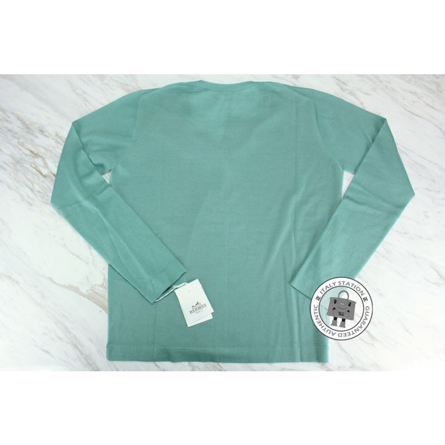 Hermes 002701D3 Short Long Sleeved Vert D Eau Clair / L0 Cashmere 36 Cardigan-3