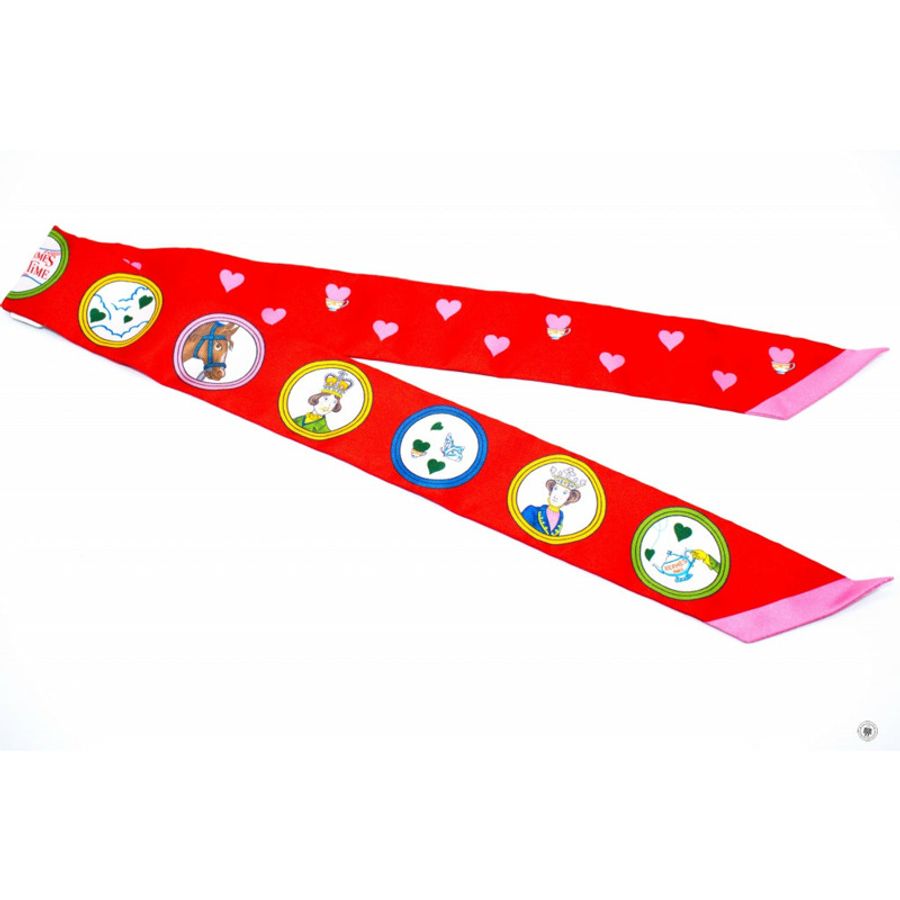 Hermes 063782S Tea Time Cm/rouge Vif/vert / 6 Silk 5X86 CM Twilly-0