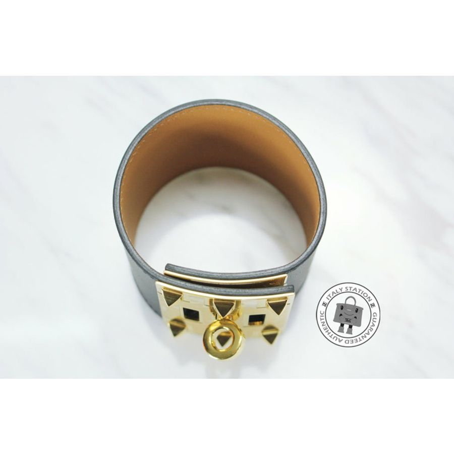 Hermes 066137 Kelly Dog Extreme (size S) Black / CC89 Chamonix 2.25" Diameter Bracelet Ghw-1