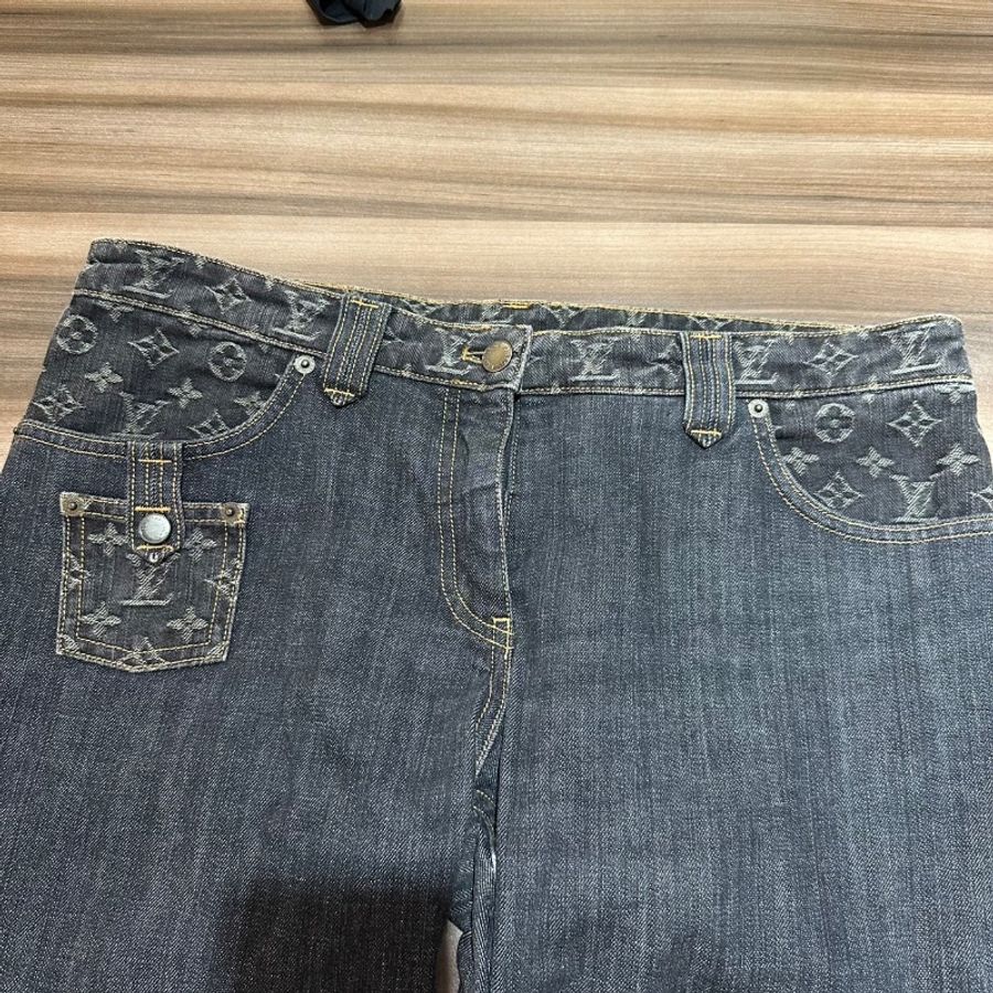 【美收精品】LV 灰色原花牛仔短褲 A-90-2