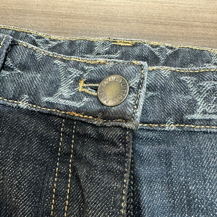 【美收精品】LV 灰色原花牛仔短褲 A-90-3