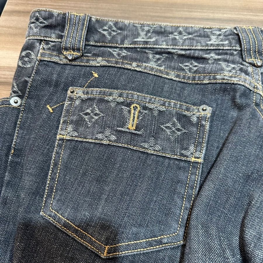 【美收精品】LV 灰色原花牛仔短褲 A-90-9