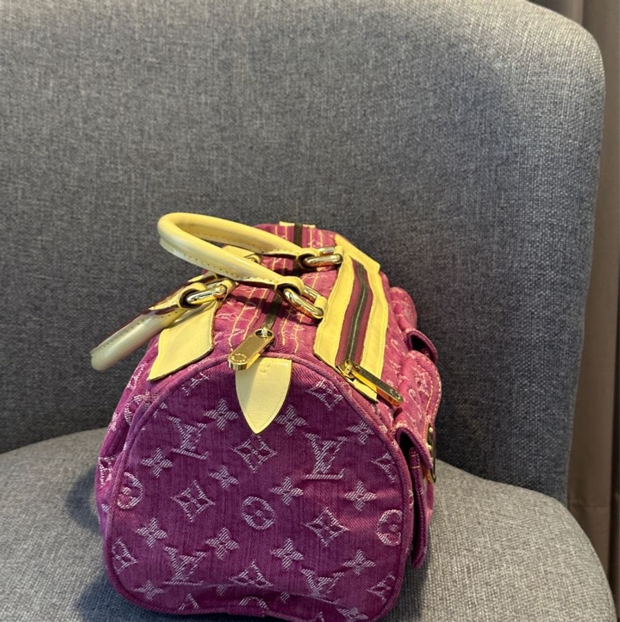 Lv Speedy丹寧牛仔旅行袋❤️🔥9新美包割愛❤️🔥-10