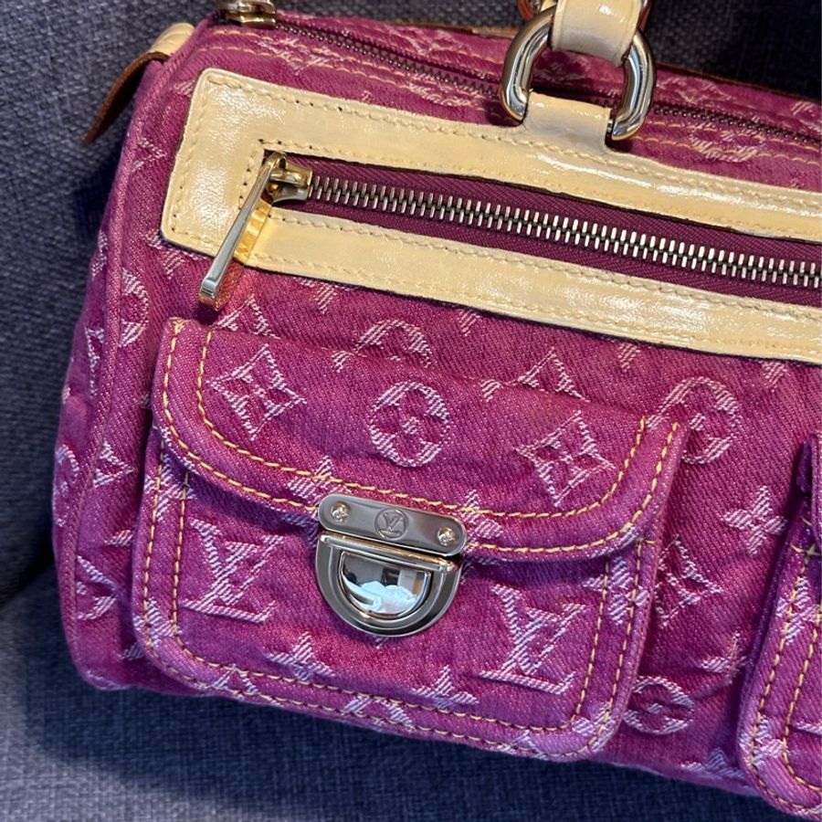 Lv Speedy丹寧牛仔旅行袋❤️🔥9新美包割愛❤️🔥-16
