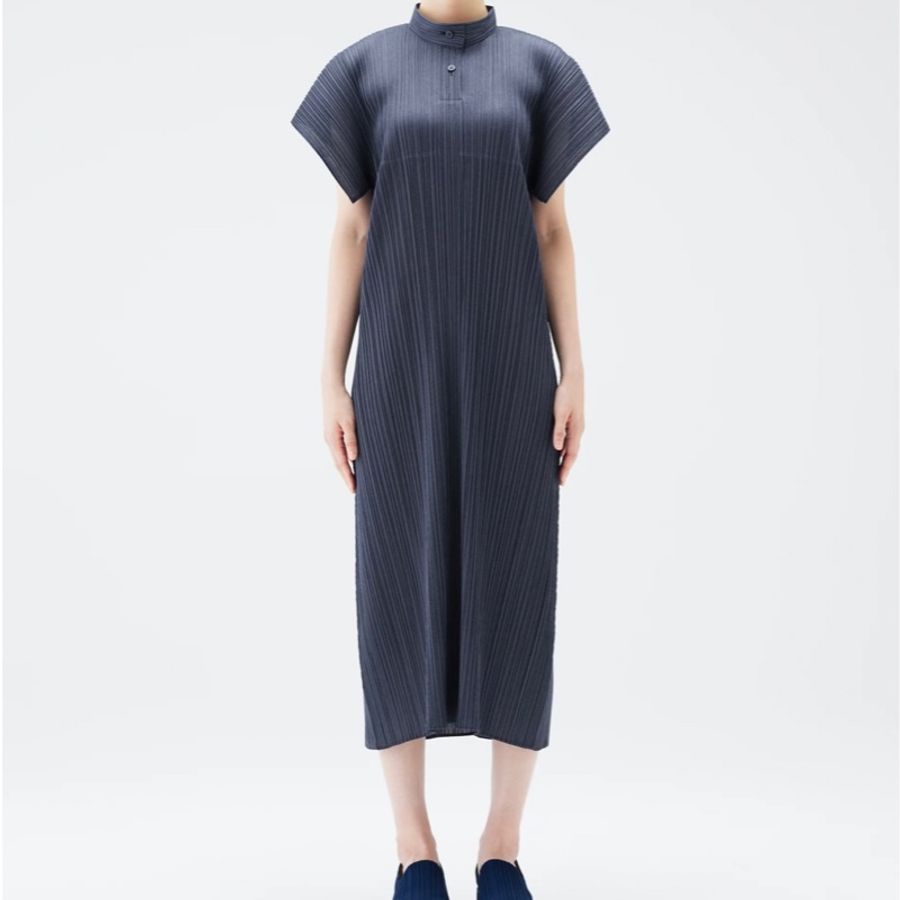 PLEATS PLEASE ISSEY MIYAKE 立領短袖連身裙-1