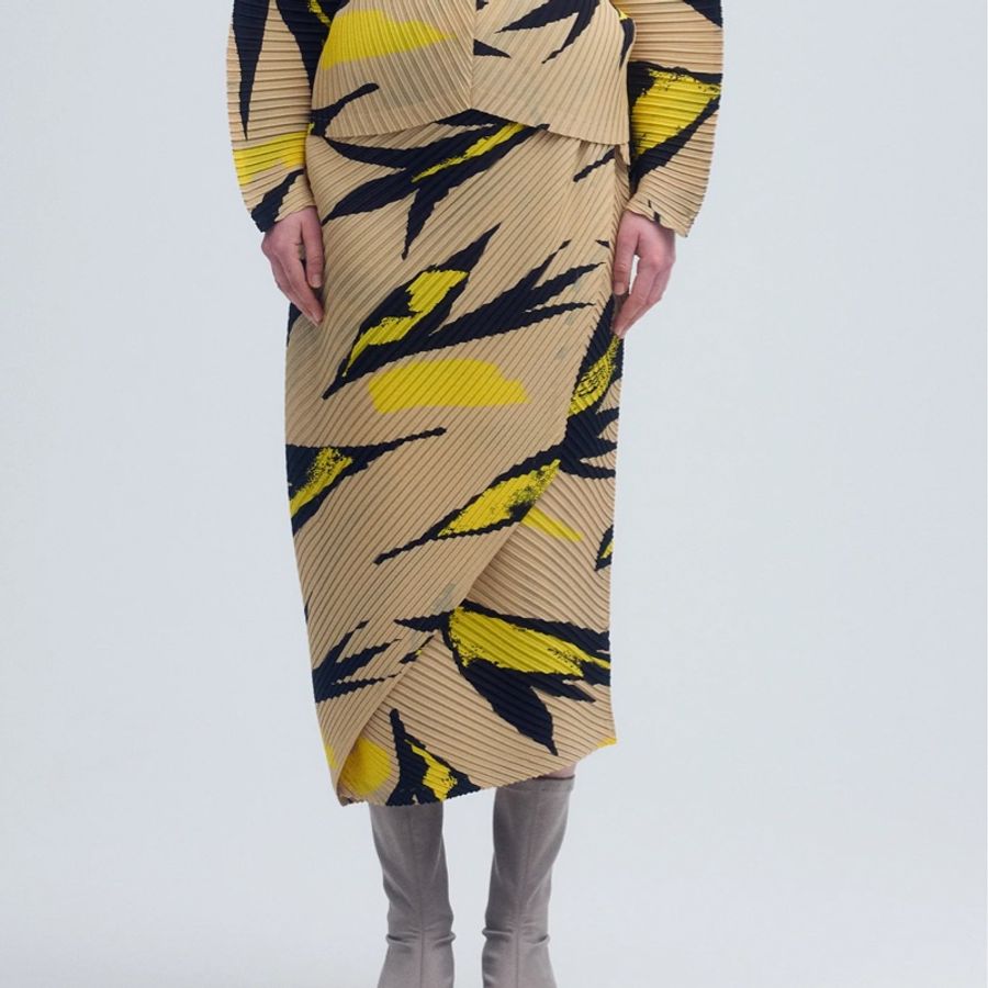 ISSEY MIYAKE(BEIGE-HUED)皺摺半身裙-3