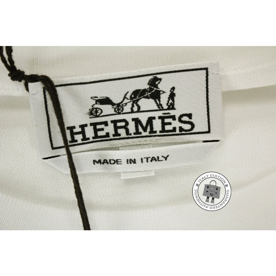 Hermes 437305HA Cheval Ombre Coton Manches Longues Blanc / 90 Cotton L T-shirts-2