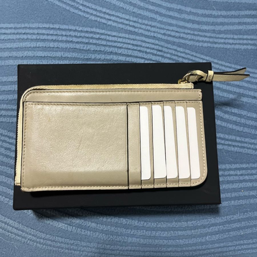 Chloe 奶油奶茶大象灰拼色拉鏈卡包零錢包 Grey and Taupe Walden Zip Card Holder and Purse-7