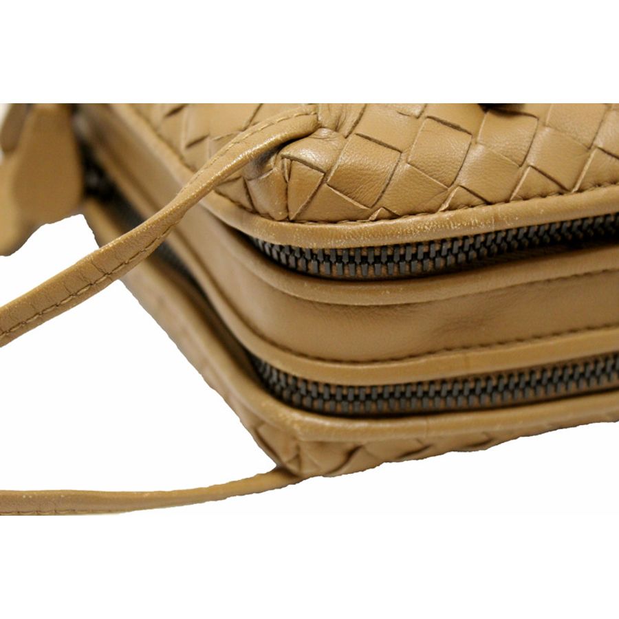 Bottega Veneta Brown Woven Lambskin Leather Medium Loop Camera Bag-7