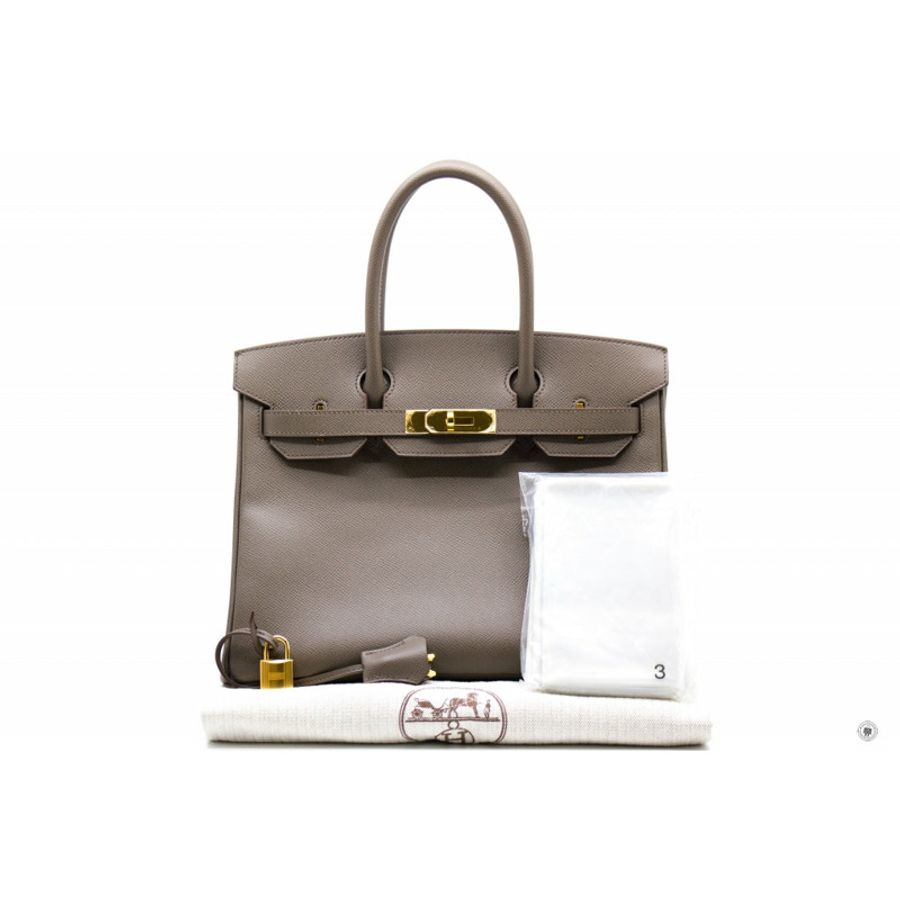 Hermes Birkin Etain / CC8F Epsom 30 Tote Bag Ghw-13
