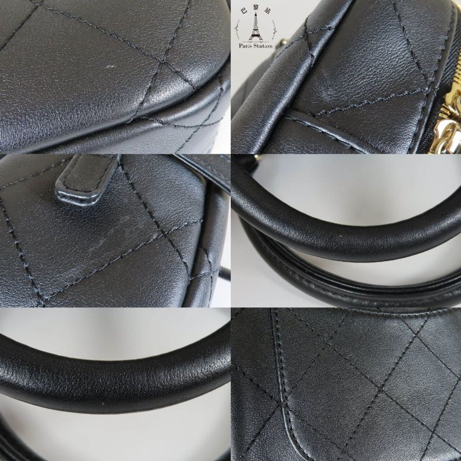 【巴黎站二手名牌專賣店】＊現貨＊CHANEL香奈兒真品＊AS3328 黑色羊皮方形手提斜背包-6