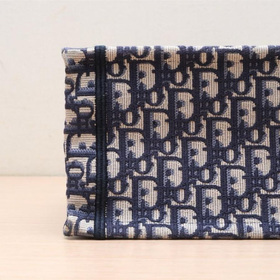 DIOR(迪奧) Book Tote 小號 26.5 藍色 帆布 Oblique印花字母刺繡 藍色 帆布-3