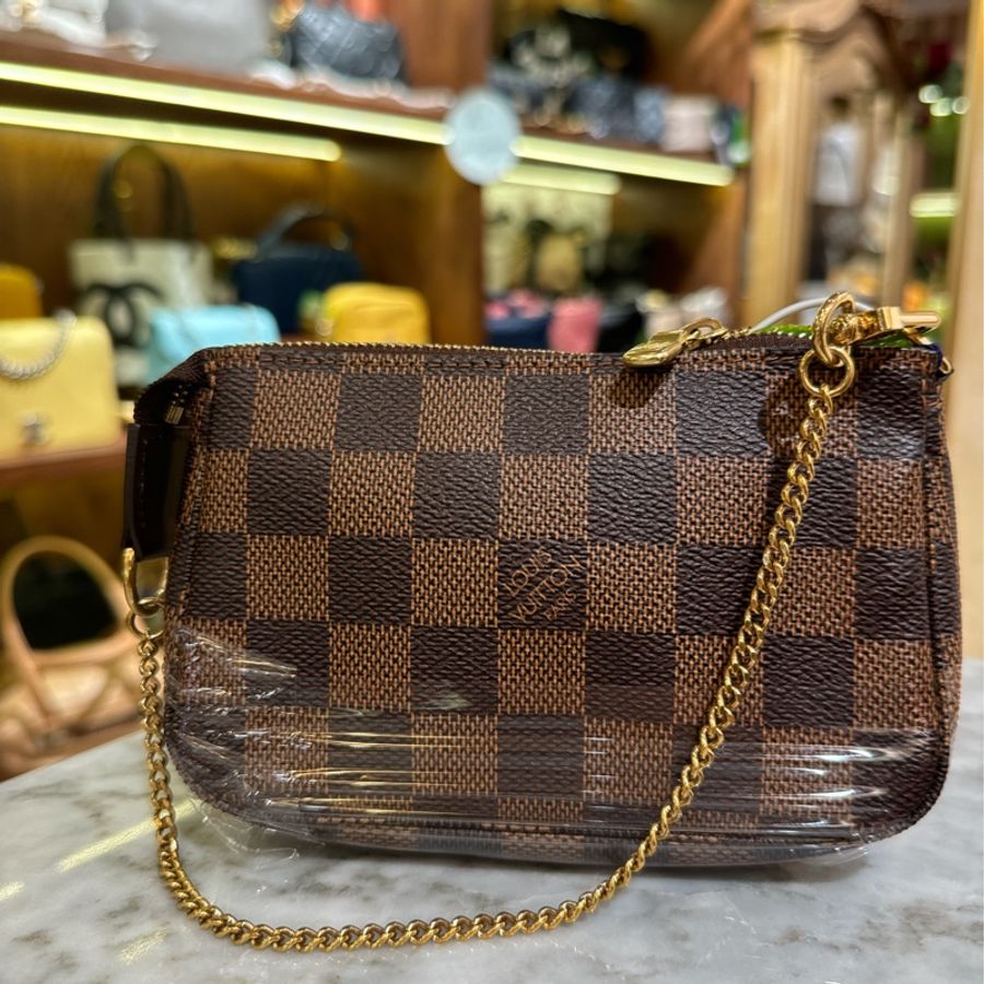 LV mini麻將包 棕色棋盤格-0