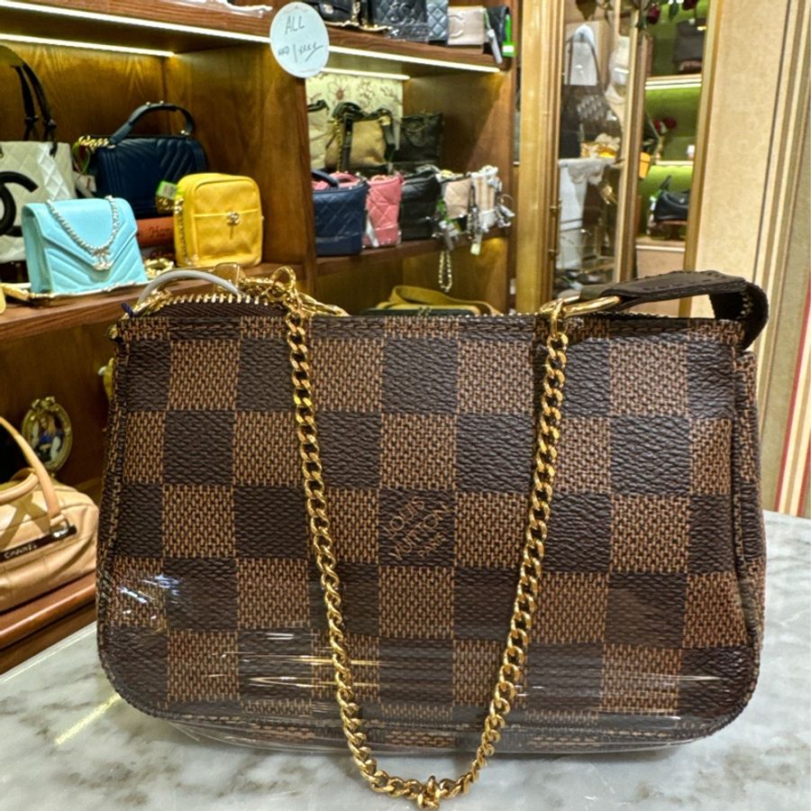 LV mini麻將包 棕色棋盤格-1
