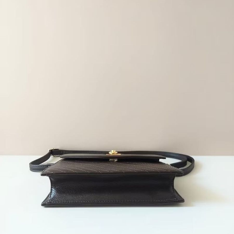 【LA LUNE】稀有中古二手Celine咖啡色迷你小凱莉皮革單肩側背斜孭包手袋 Vintage-3