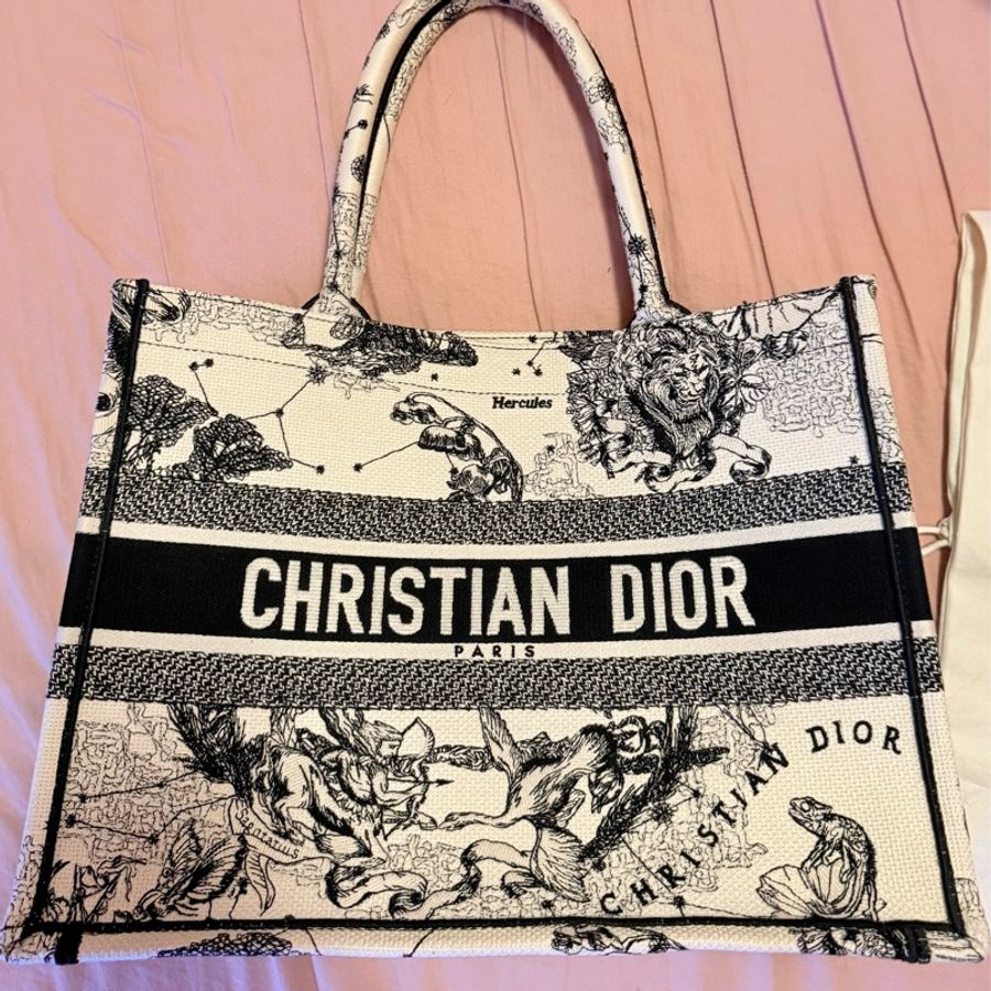 DIOR BOOK TOTE 星座奶油白輕便袋 中號-0