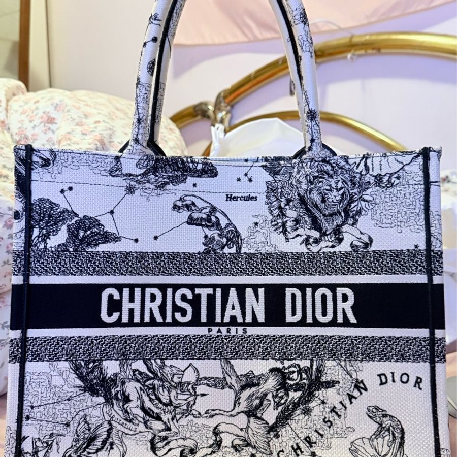 DIOR BOOK TOTE 星座奶油白輕便袋 中號-5