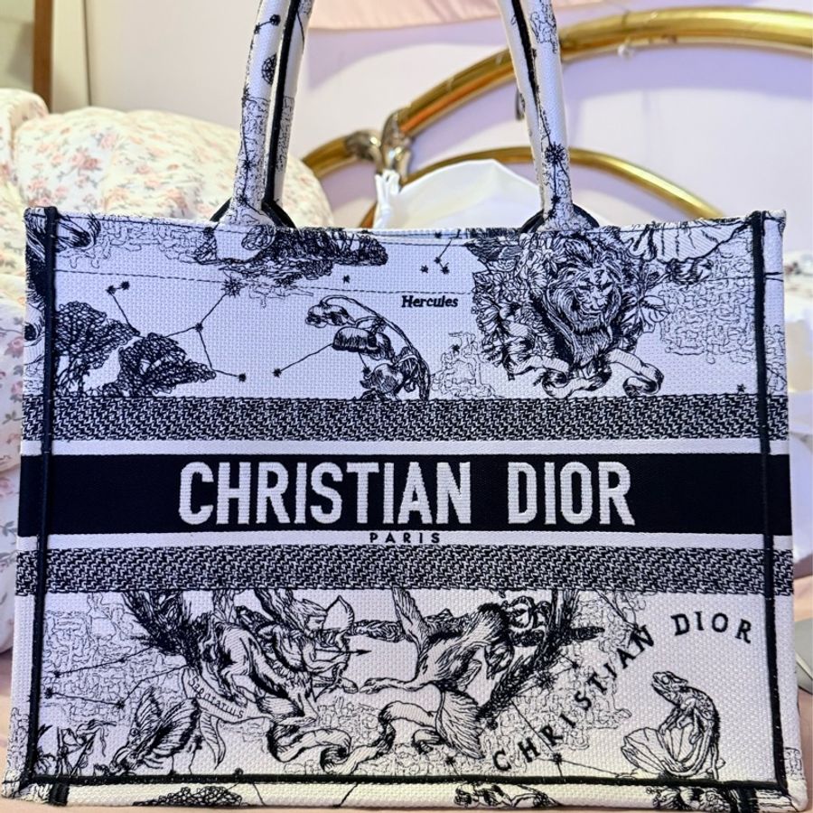 DIOR BOOK TOTE 星座奶油白輕便袋 中號-9