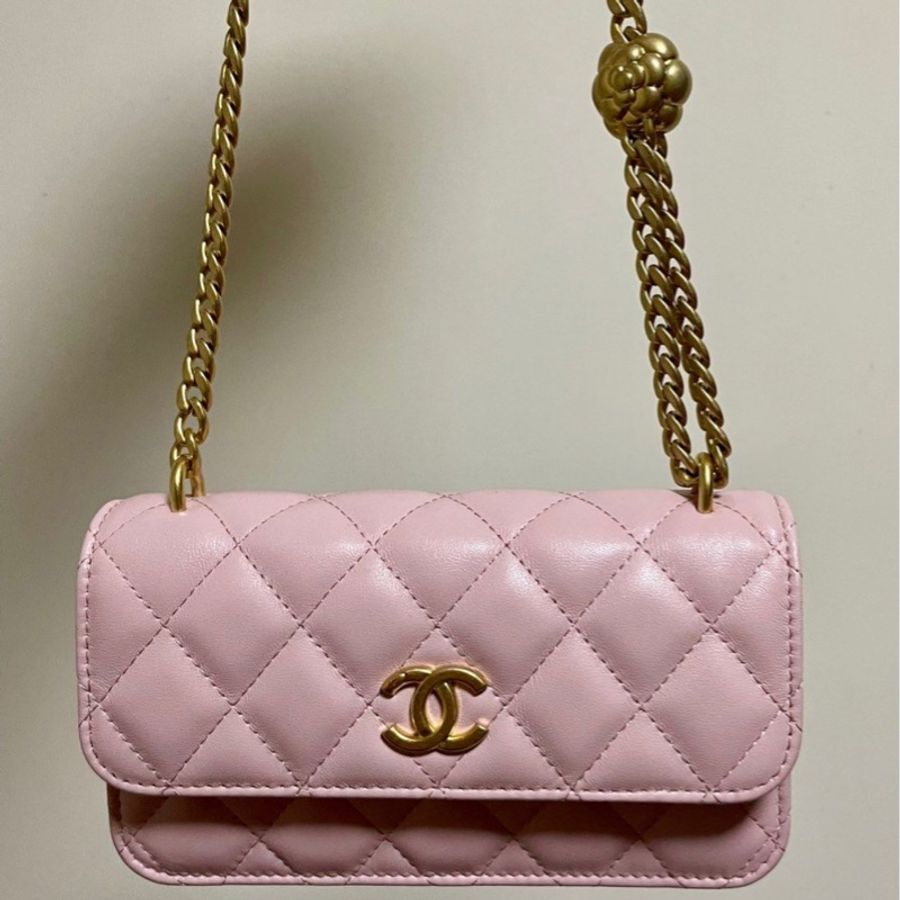 99% new Pink Lambskin Mini Chain Bag-0