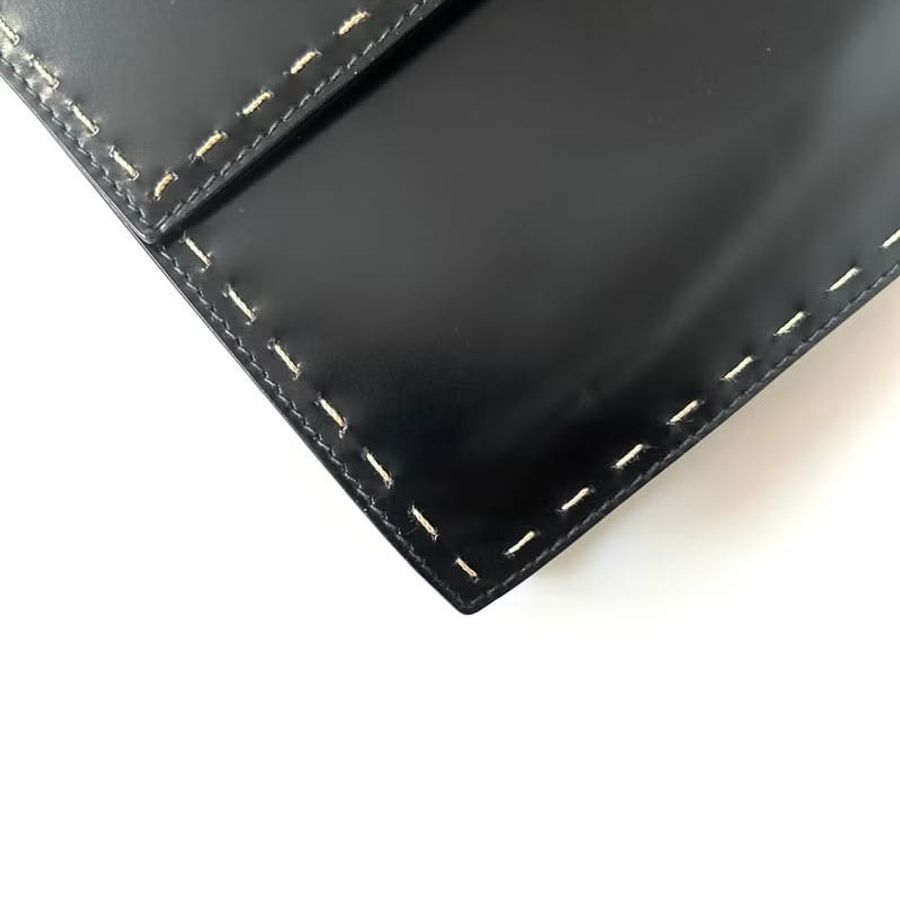 【LA LUNE】稀有中古二手Celine星球黑銀色皮革信封單肩手袋斜側揹背小包 Vintage-3