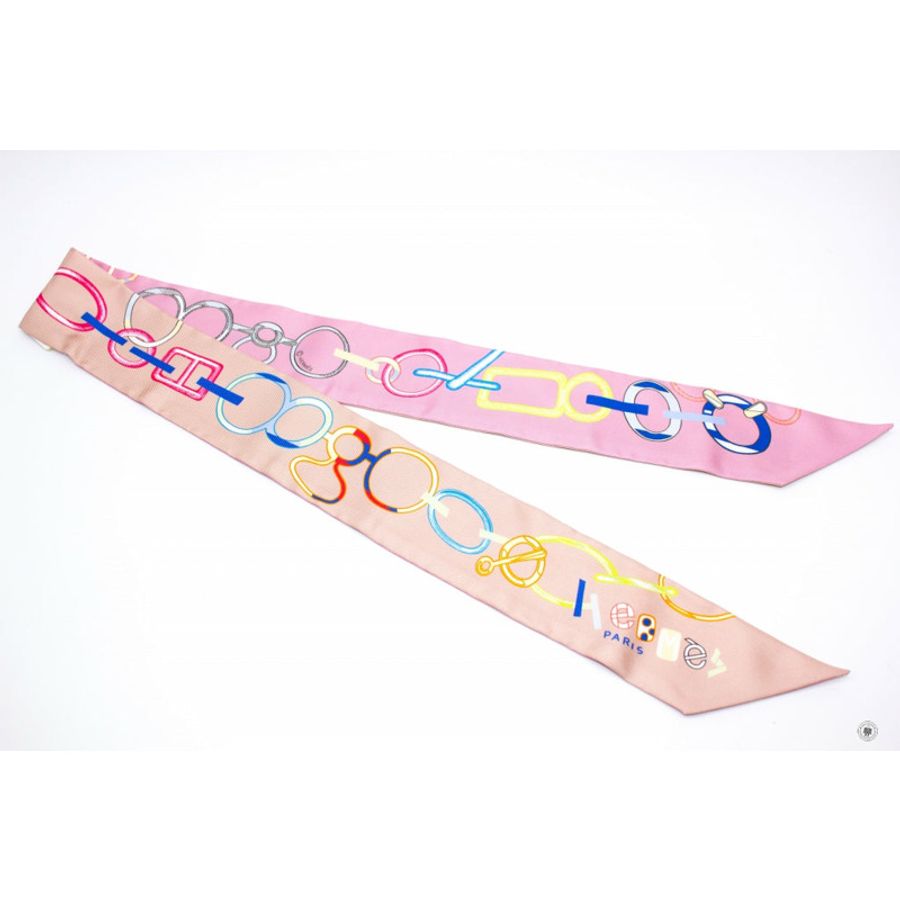 Hermes H063951S Twilly Mb/rose Poudre/bl / 09 Silk Silk & Scarf-0