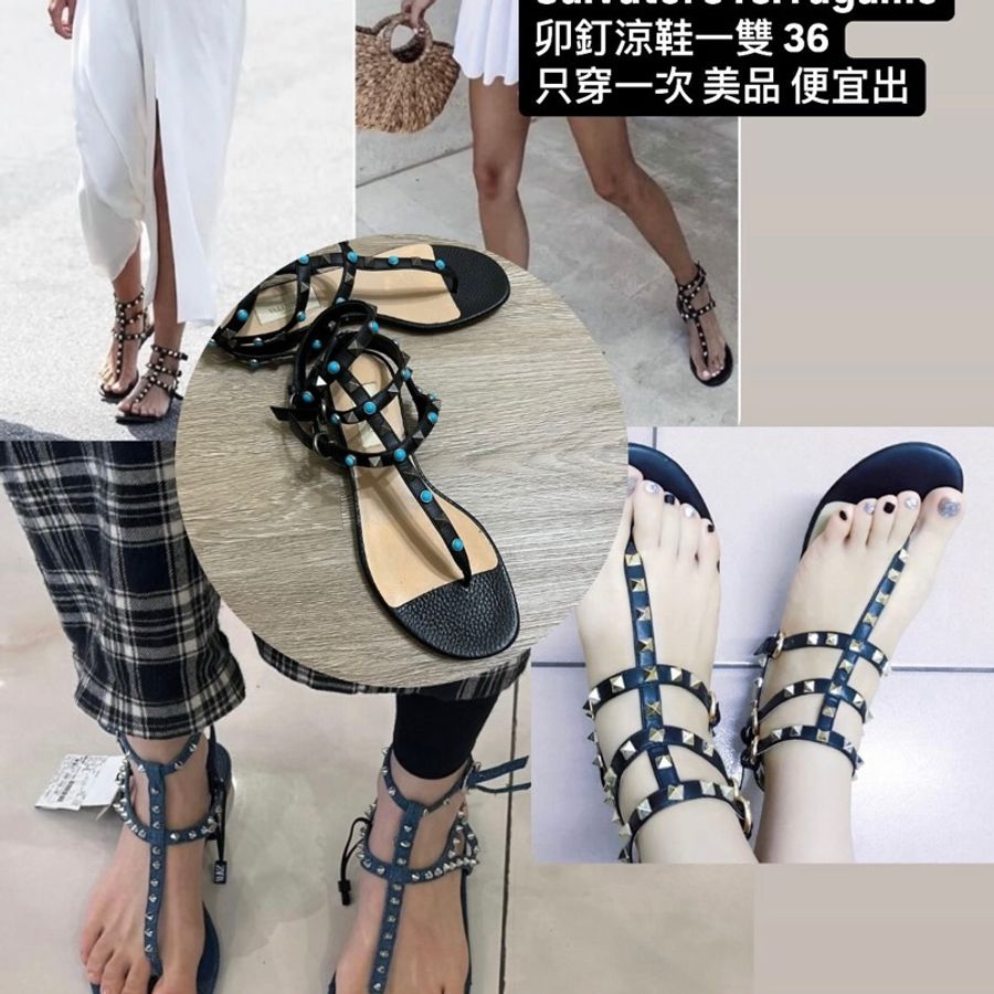 瑞奇二手精品 salvatore ferragamo 羅馬鞋 涼鞋 卯釘 36 美品-0