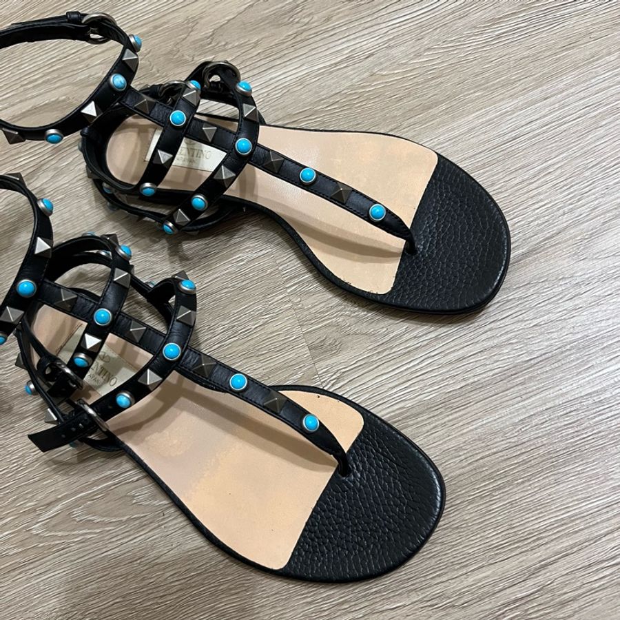 瑞奇二手精品 salvatore ferragamo 羅馬鞋 涼鞋 卯釘 36 美品-1