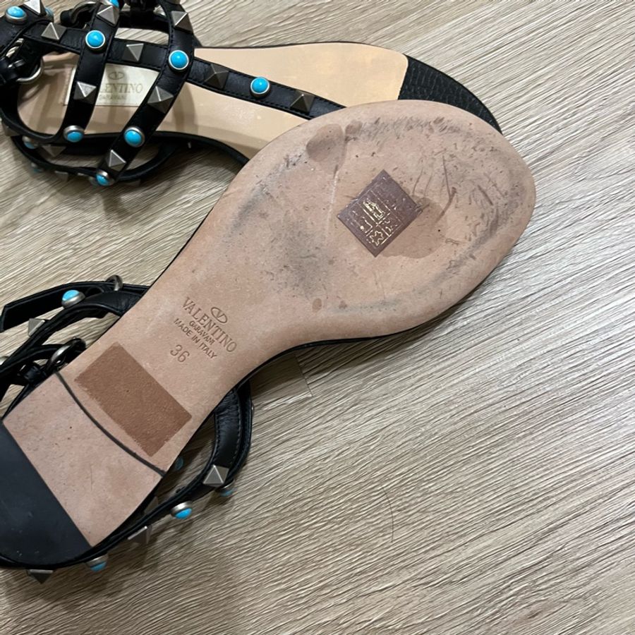 瑞奇二手精品 salvatore ferragamo 羅馬鞋 涼鞋 卯釘 36 美品-2