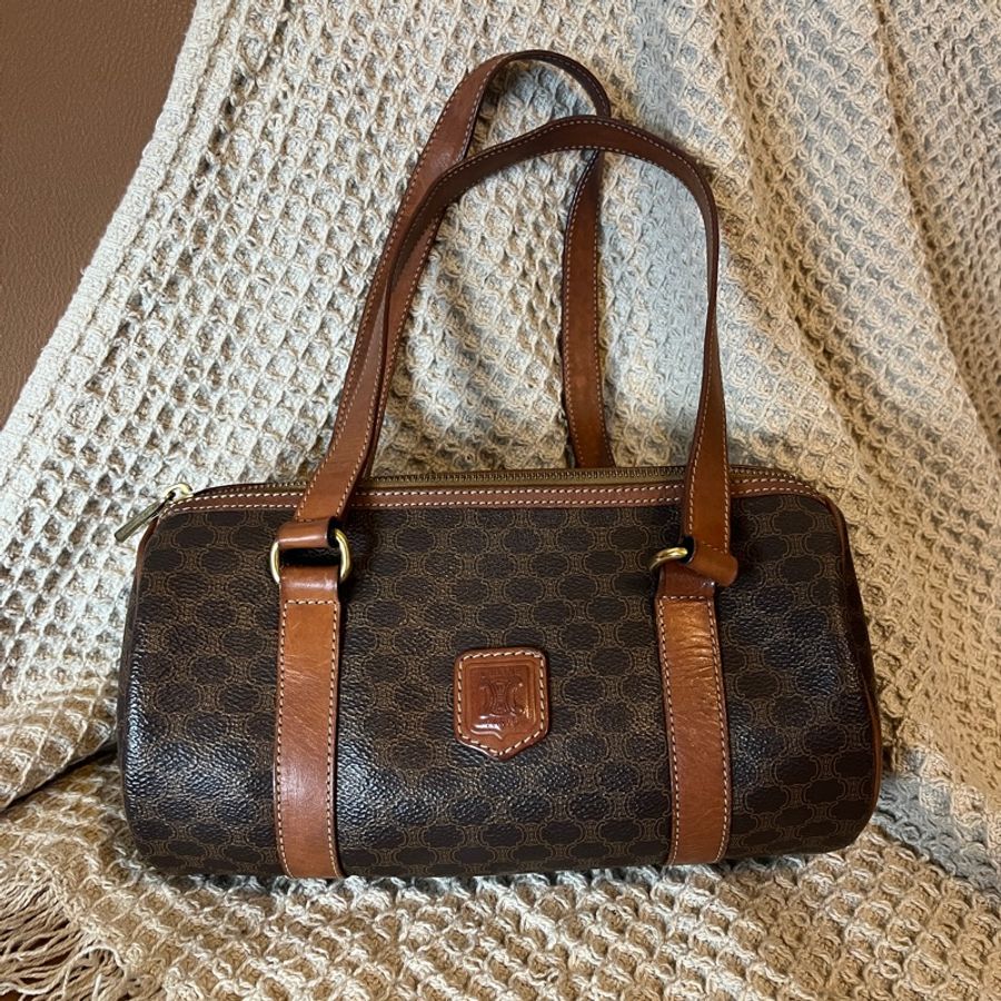 Celine Vintage 凱旋門老花 圓筒包 (小號)-5