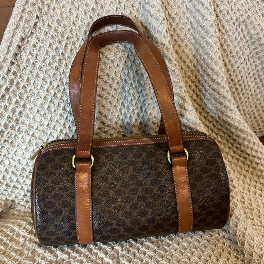 Celine Vintage 凱旋門老花 圓筒包 (小號)-6
