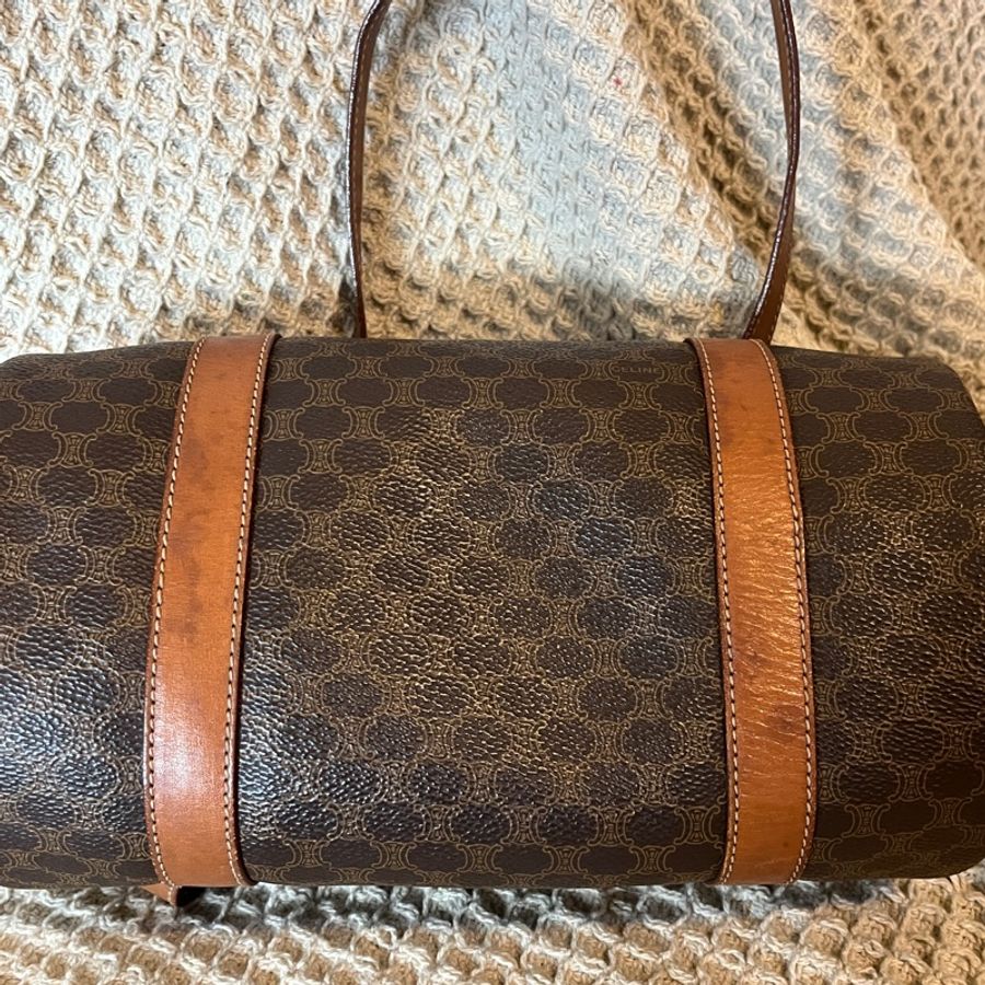 Celine Vintage 凱旋門老花 圓筒包 (小號)-7