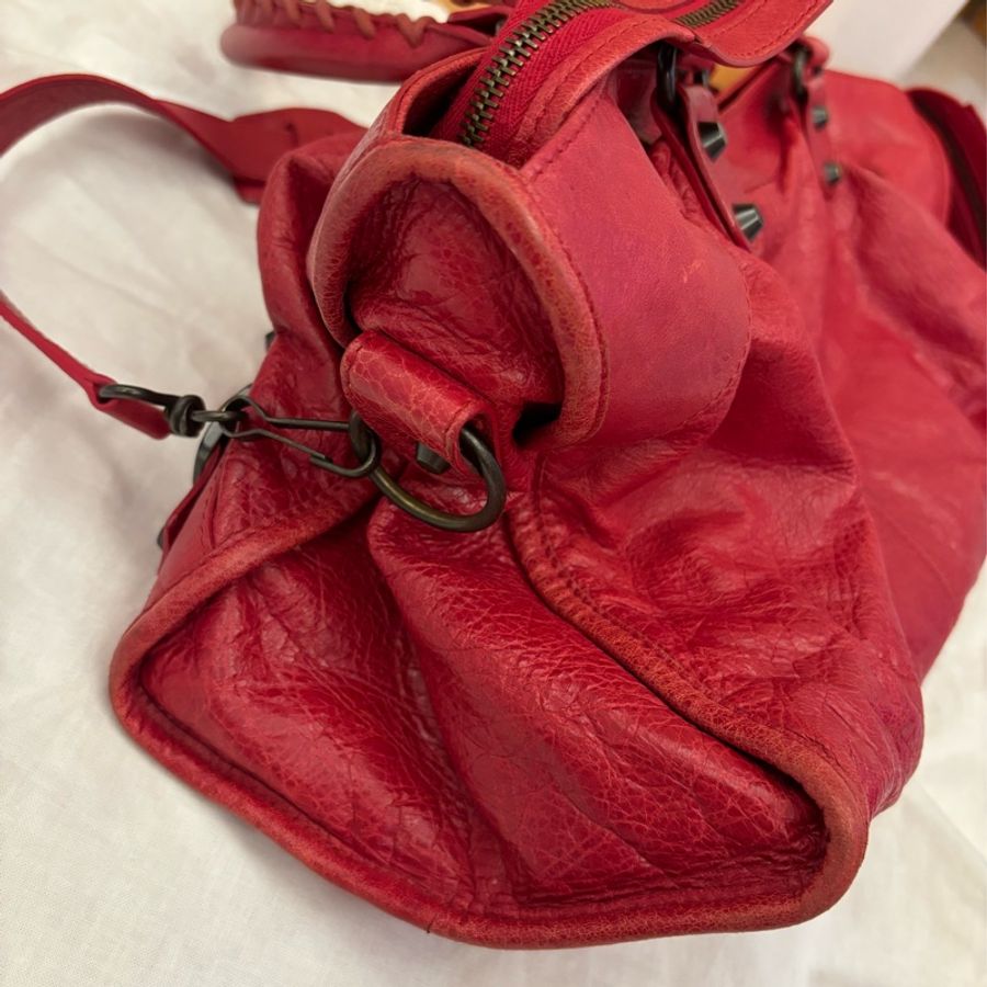 (已售出)正品Balenciaga巴黎世家機車包Part time款(正紅色)-4