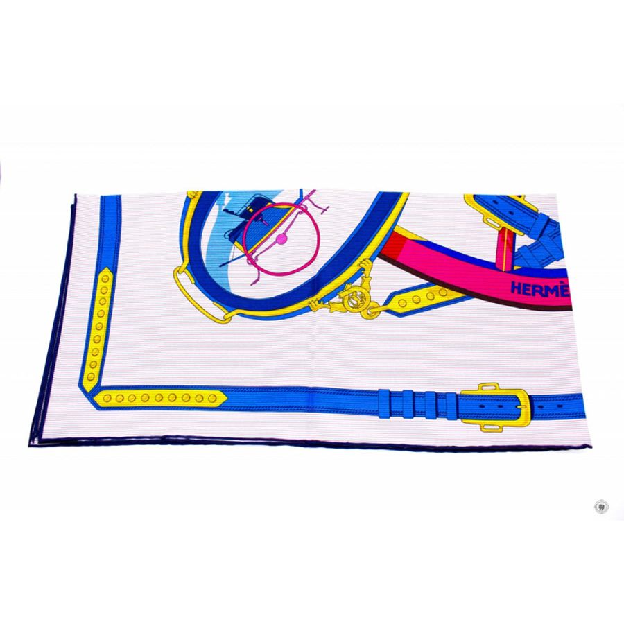 Hermes H073719S Chemise EN Roue Libre Scarf Im/rose Vif/blue Roy/or Silk 90CM Silk & Scarf-0