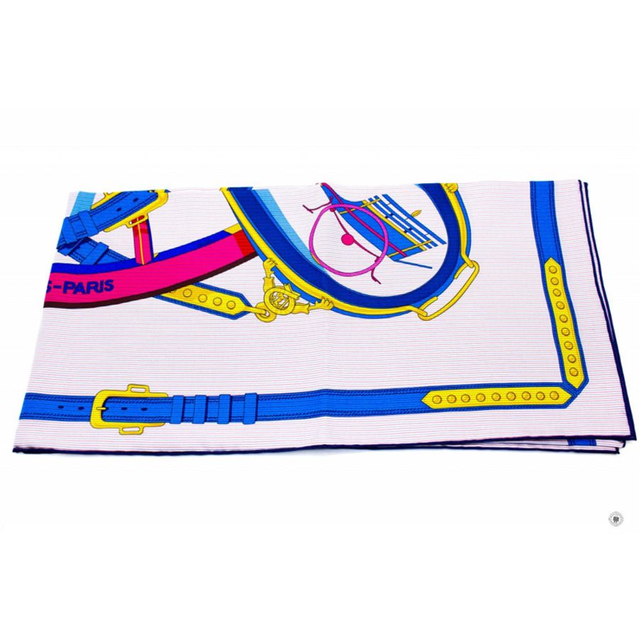 Hermes H073719S Chemise EN Roue Libre Scarf Im/rose Vif/blue Roy/or Silk 90CM Silk & Scarf-1
